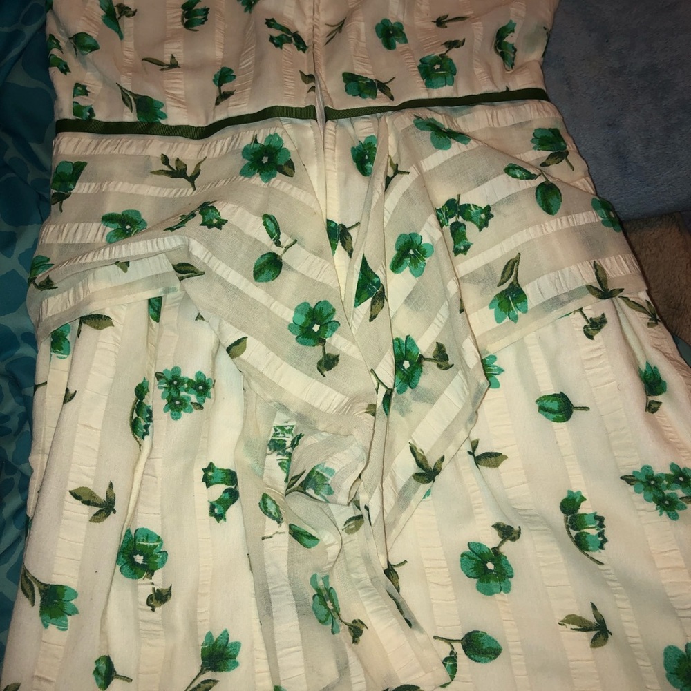 HP!!🥰💕❤️‍🔥Vintage 50s/60s White Green Cowl Neck Dress NWOT - Picture 7 of 13